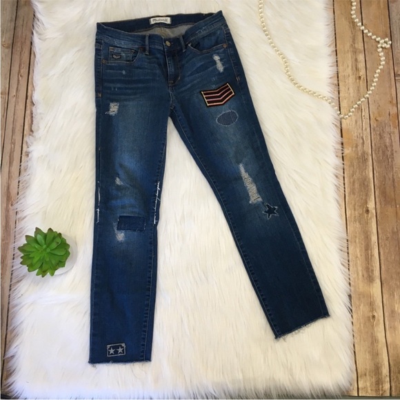 🍀3/$30 Madewell skinny military inspired patchwork jeans limited edition 26 - Picture 9 of 11